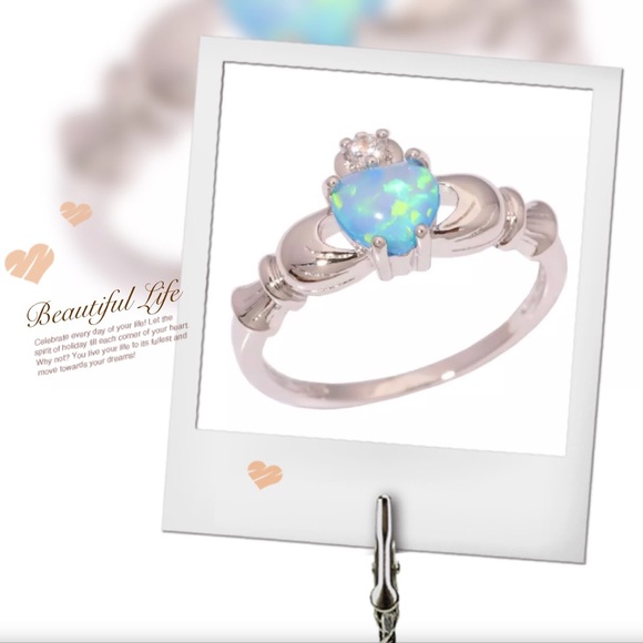 Jewelry - Blue Fire Opal Claddagh Ring